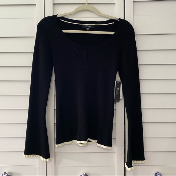 Ruffle Sleeve Knit Sweater Bell Sleeve - Picture 1 of 6